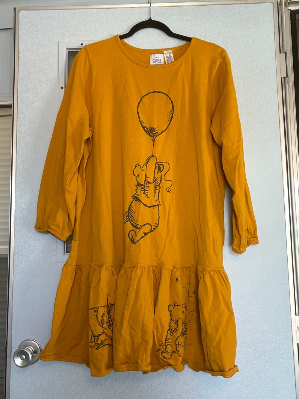 Disney Sweatshirt Style Dress Mustard Yellow Winnie the Pooh Women's XL - Picture 1 of 9